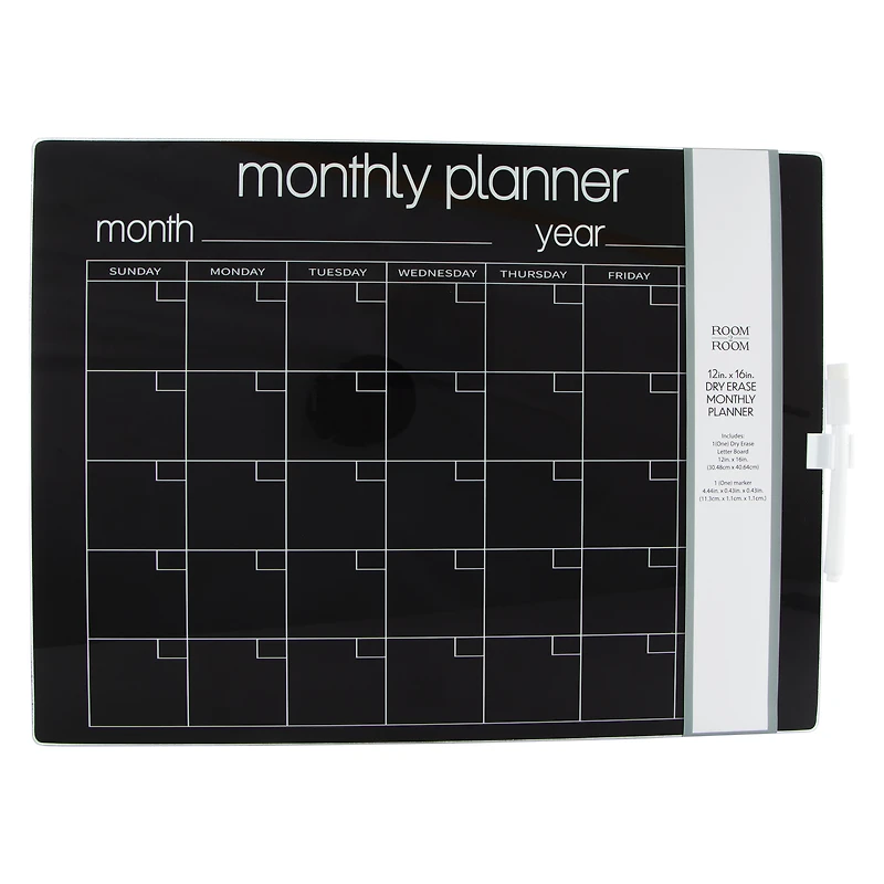 dry erase glass monthly calendar planner 12in x 16in