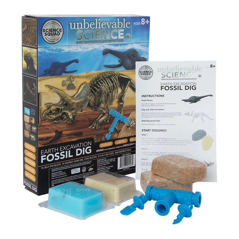 the science squad® unbelievable science earth excavation fossil dig STEM kit