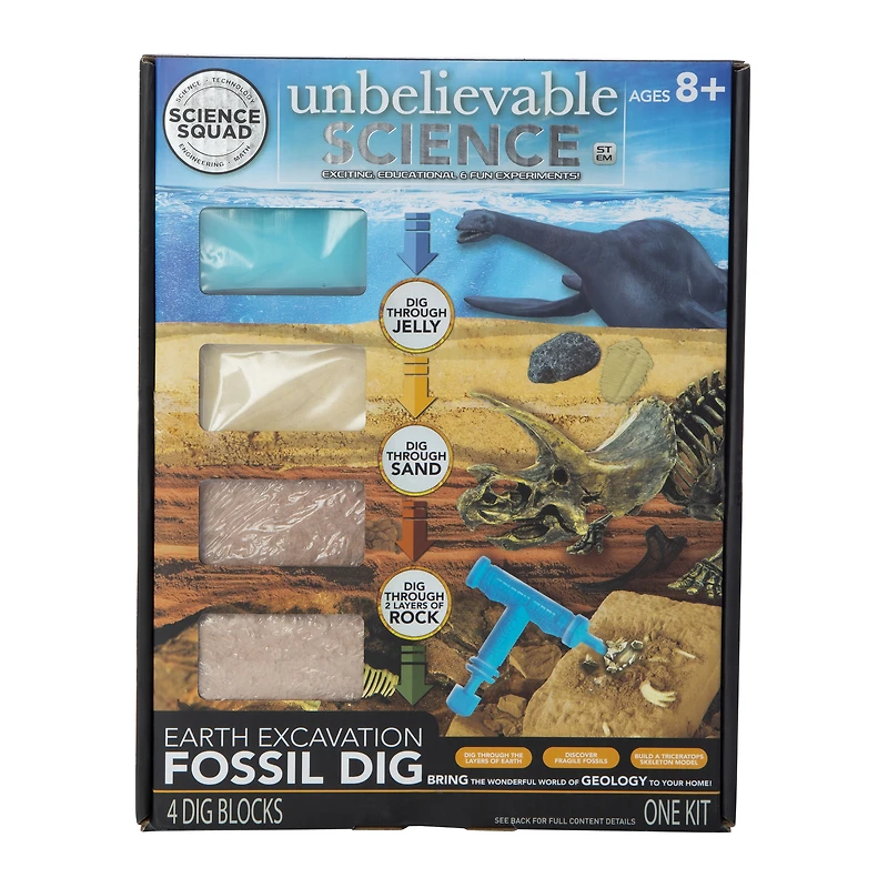 the science squad® unbelievable science earth excavation fossil dig STEM kit