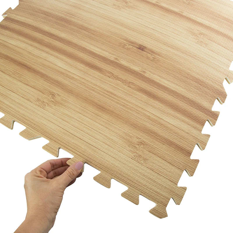 woodgrain interlocking foam floor mat tile 24in x 24in