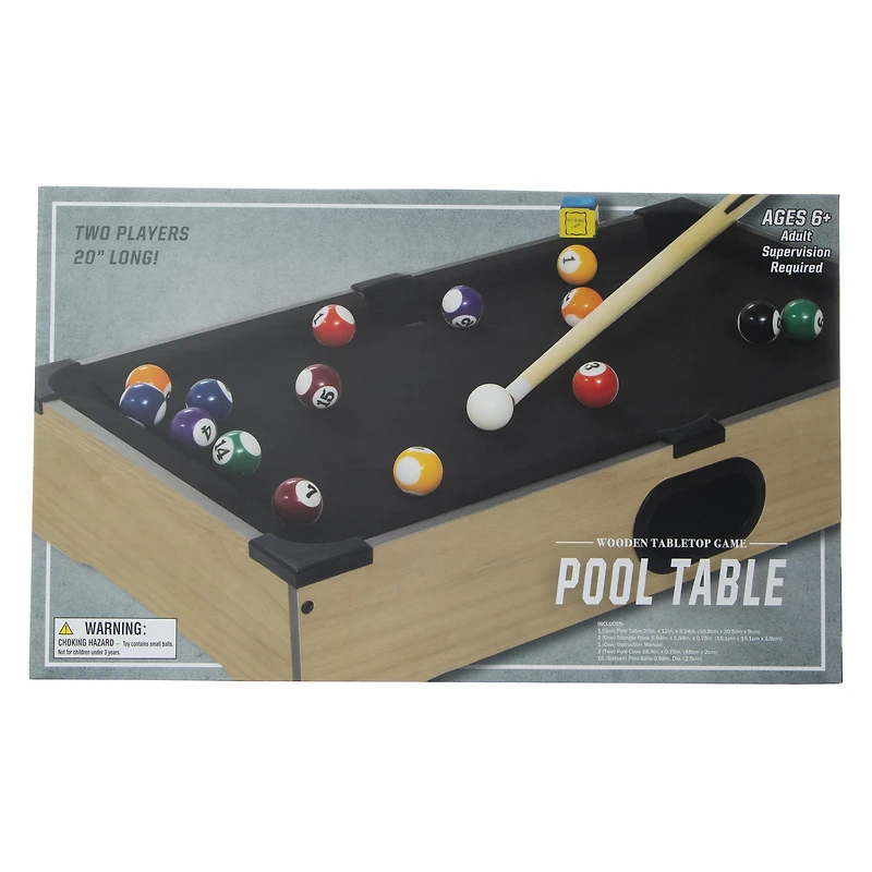 wooden tabletop pool game 20in x 12in