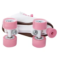 white faux leather roller skates