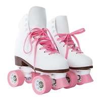 white faux leather roller skates