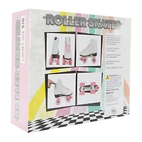 white faux leather roller skates