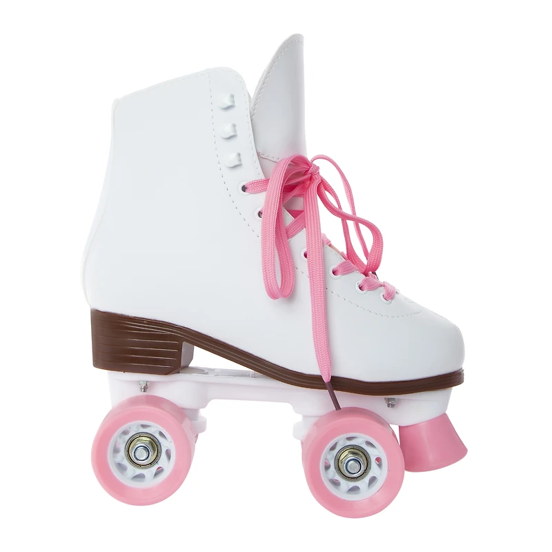 white faux leather roller skates