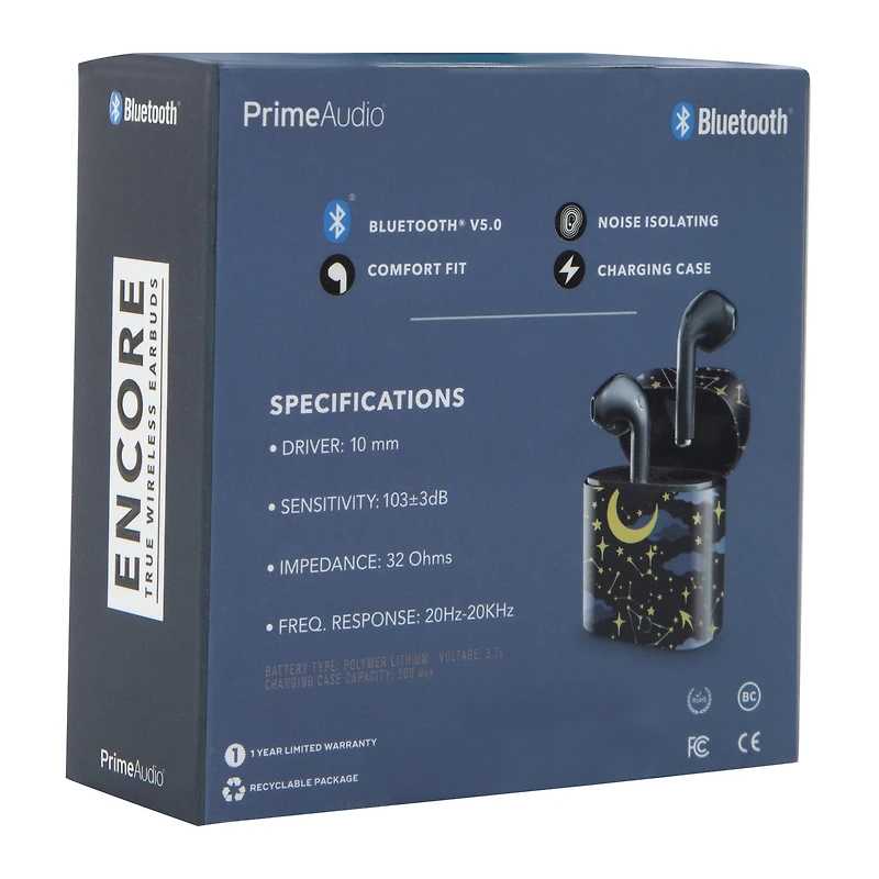 noise-isolating bluetooth® earbuds with mic & case