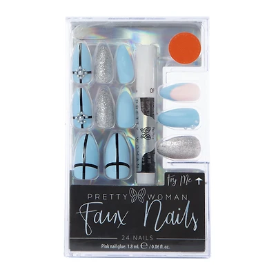 holiday pretty woman faux nails 24-piece set with nail glue