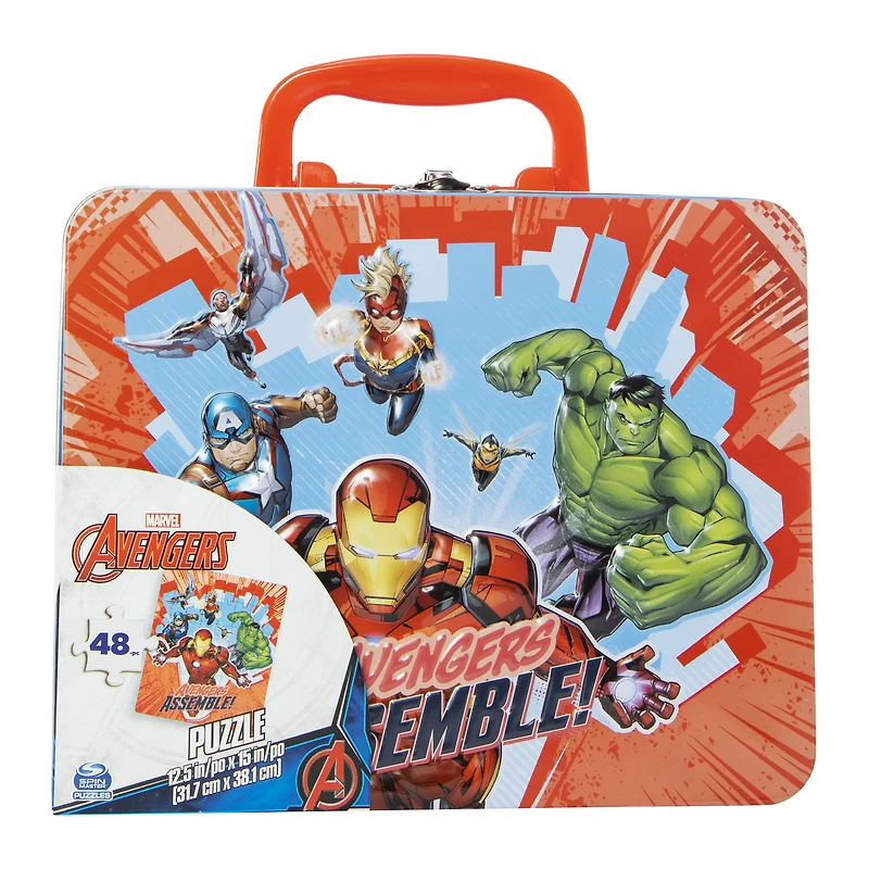 Marvel Avengers 48-piece puzzle & tin storage lunch box