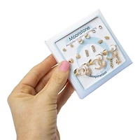 faux crystal earrings 9-pack
