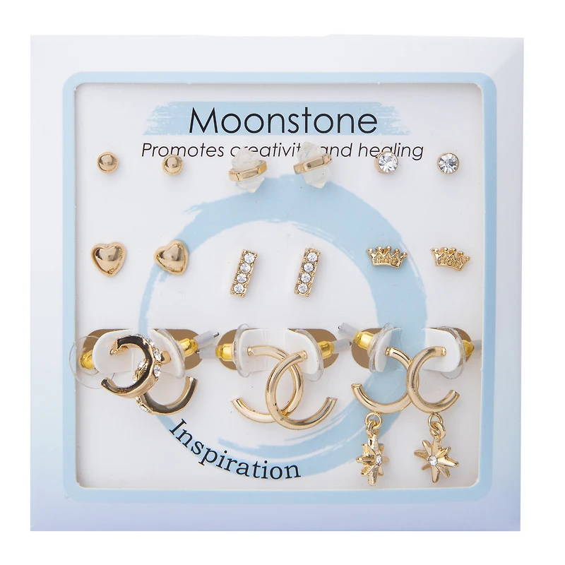 faux crystal earrings 9-pack