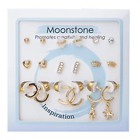 faux crystal earrings 9-pack