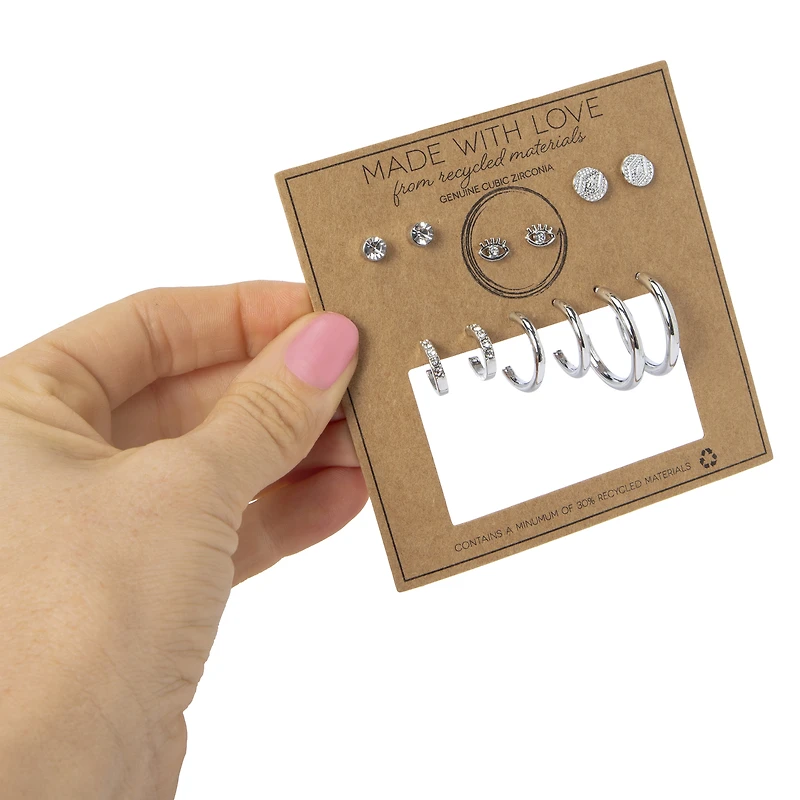 made with love recycled earrings set, 6-pairs