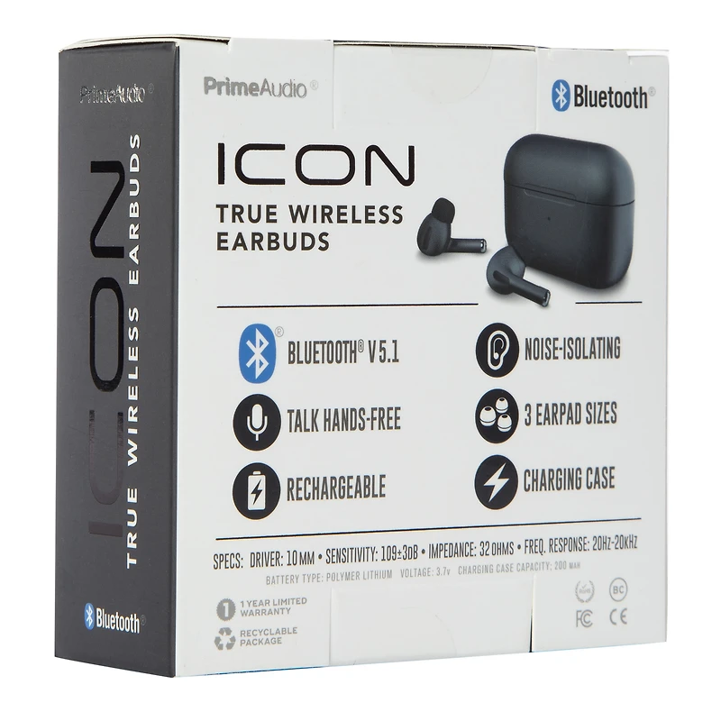 bluetooth® noise-isolating earbuds with mic & charging case