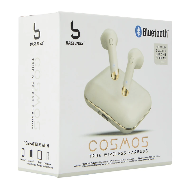 chrome bluetooth® earbuds with mic & case