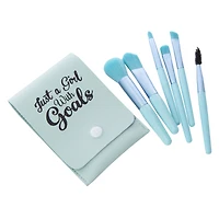 makeup brush set & travel pouch 7-piece