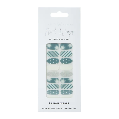 Pretty Woman Holiday Nail Wraps 24-Piece - Blue & White