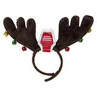 holiday plush reindeer antler headband with bells