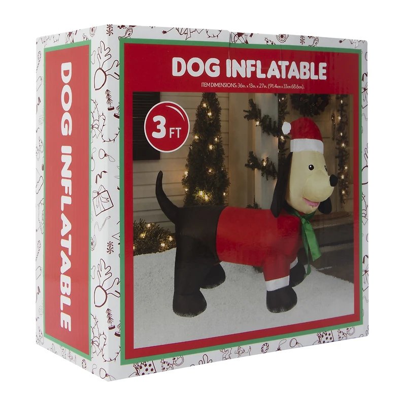 3ft inflatable santa dog christmas decoration