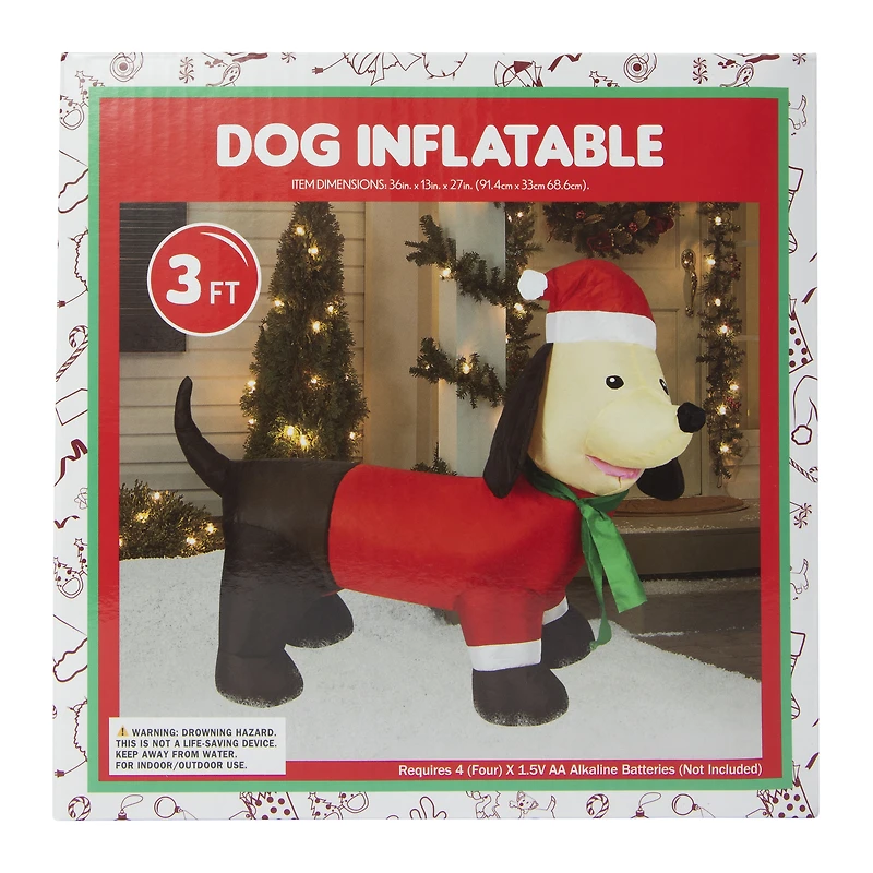 3ft inflatable santa dog christmas decoration
