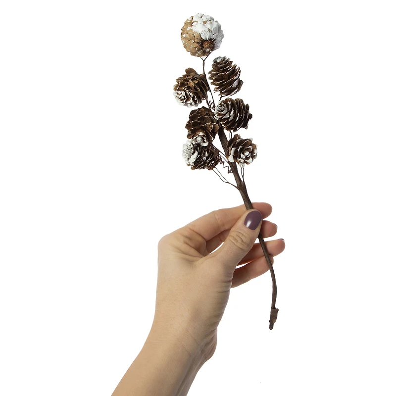 faux pinecone christmas pick 12.6in