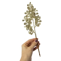 holiday glitter faux leaf pick 12.6in