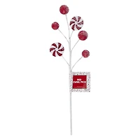 peppermint swirl faux leaf pick 12in