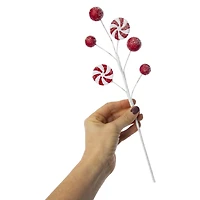 peppermint swirl faux leaf pick 12in