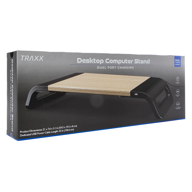 desktop monitor stand with dual port charging