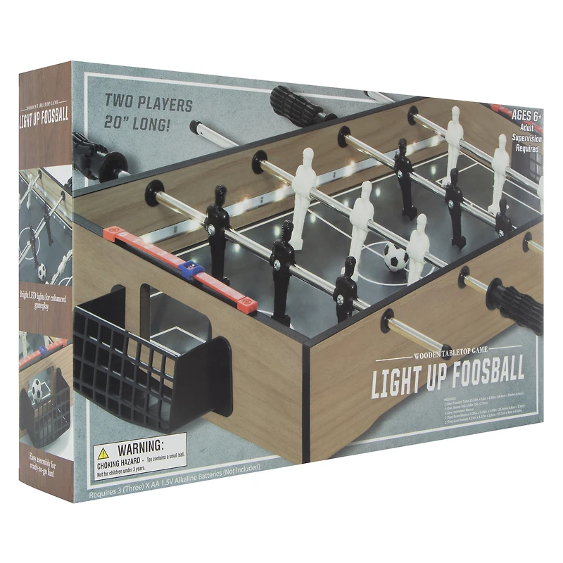 wooden tabletop light-up foosball game 23in