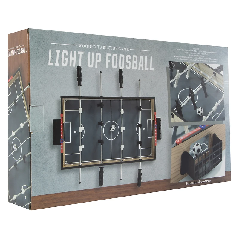 wooden tabletop light-up foosball game 23in
