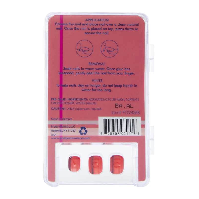 Kids Holiday Pretty Woman Press On Faux Nails 24-Piece Set