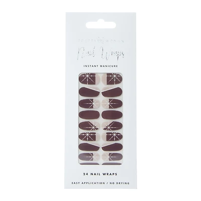 Pretty Woman Holiday Nail Wraps 24-Piece - Burgundy Stars
