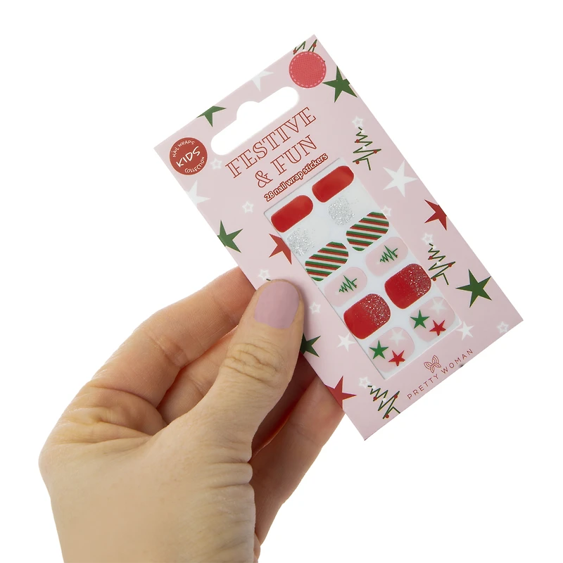 Kids Pretty Woman Holiday Nail Wraps 24-Piece