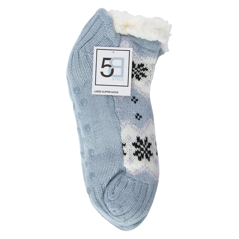 ladies knit sherpa ankle slipper socks