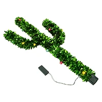 3ft tinsel cactus christmas tree with lights & stand