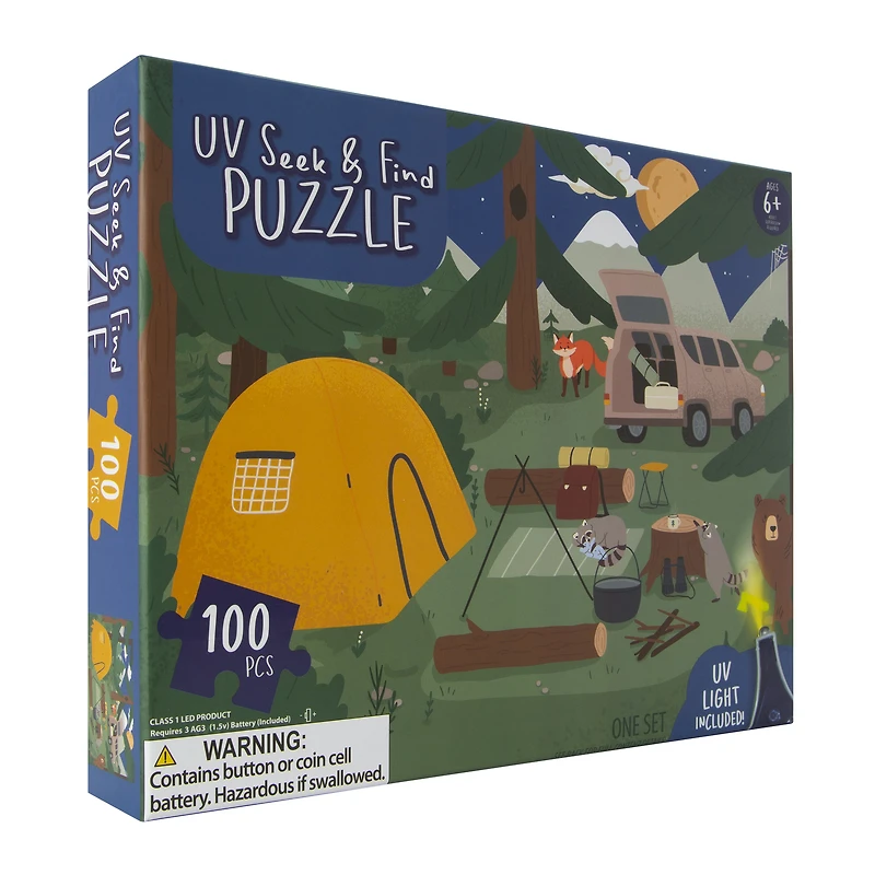 UV light seek & find jigsaw puzzle 100-piece