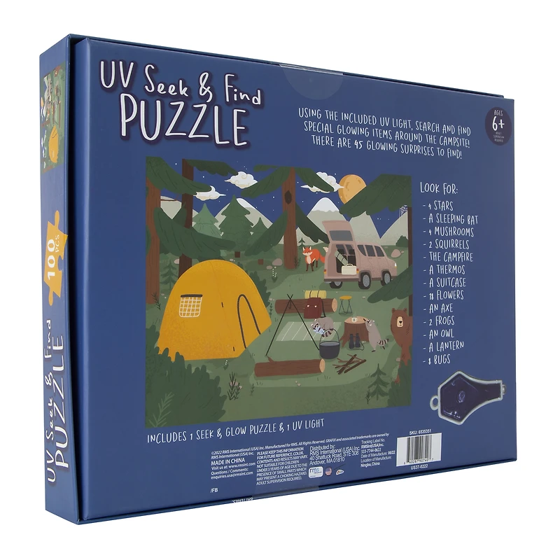 UV light seek & find jigsaw puzzle 100-piece