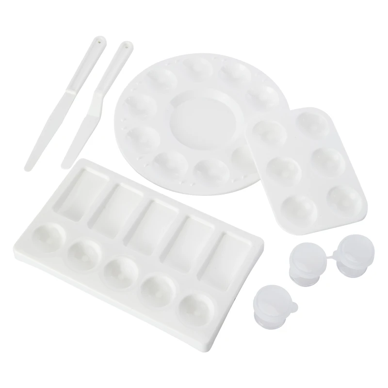 artist palettes, paint knives & jars 8-piece set