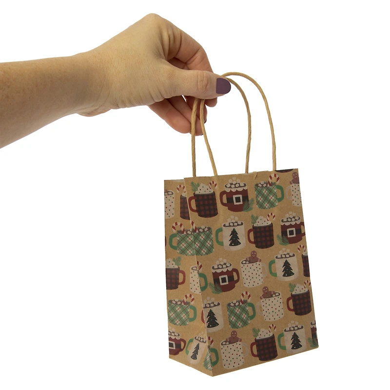 small holiday kraft gift bags 4.5in x 6.5in  6-pack
