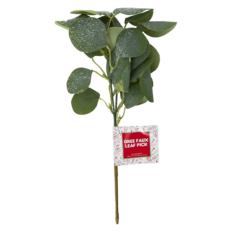 green faux leaf pick 12in