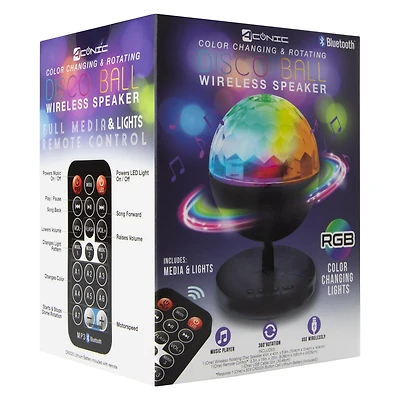 rotating color-changing bluetooth® disco ball speaker