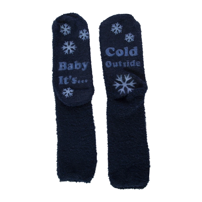 cozy crew sock slippers with quote tread