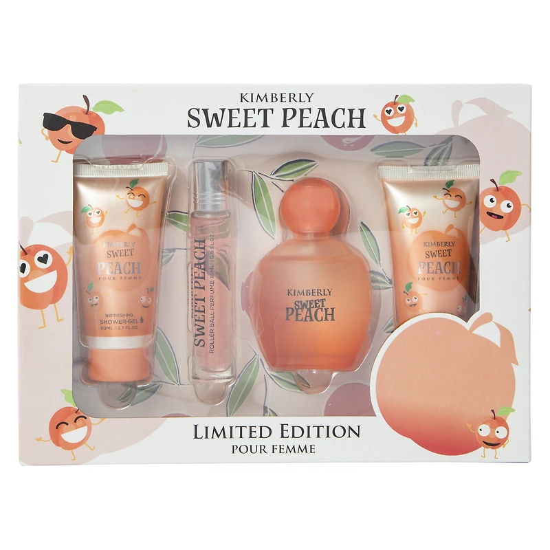 kimberly sweet peach limited edition bath & body set 4-piece