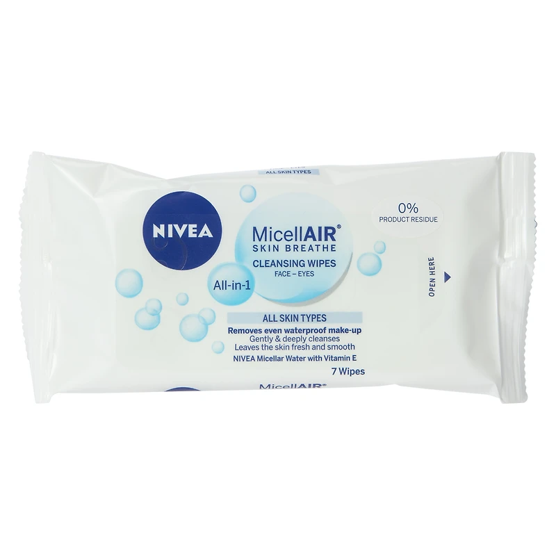 nivea® micellair® all-in-1 cleansing wipes travel pack 7-wipes