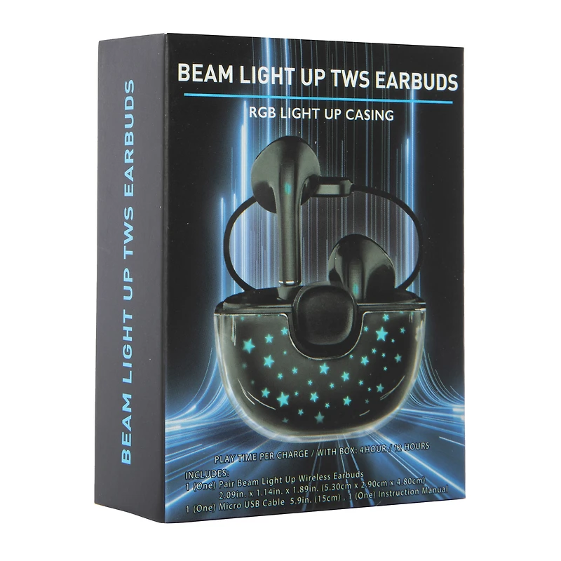 beam light-up bluetooth® earbuds with LED case