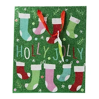 holiday large glitter gift bag 10in x 12in
