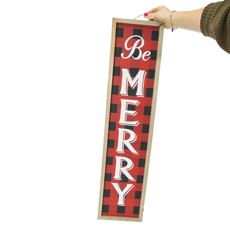 christmas 'be merry' wooden porch board 31in x 7.5in