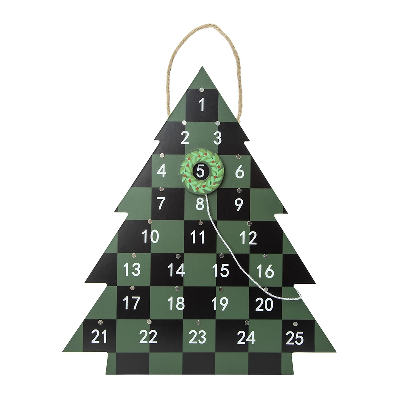 hanging wooden tree christmas countdown sign 13.5in