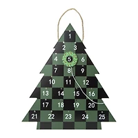 hanging wooden tree christmas countdown sign 13.5in