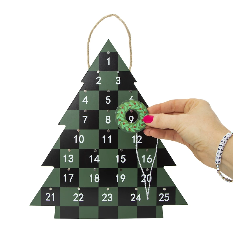 hanging wooden tree christmas countdown sign 13.5in